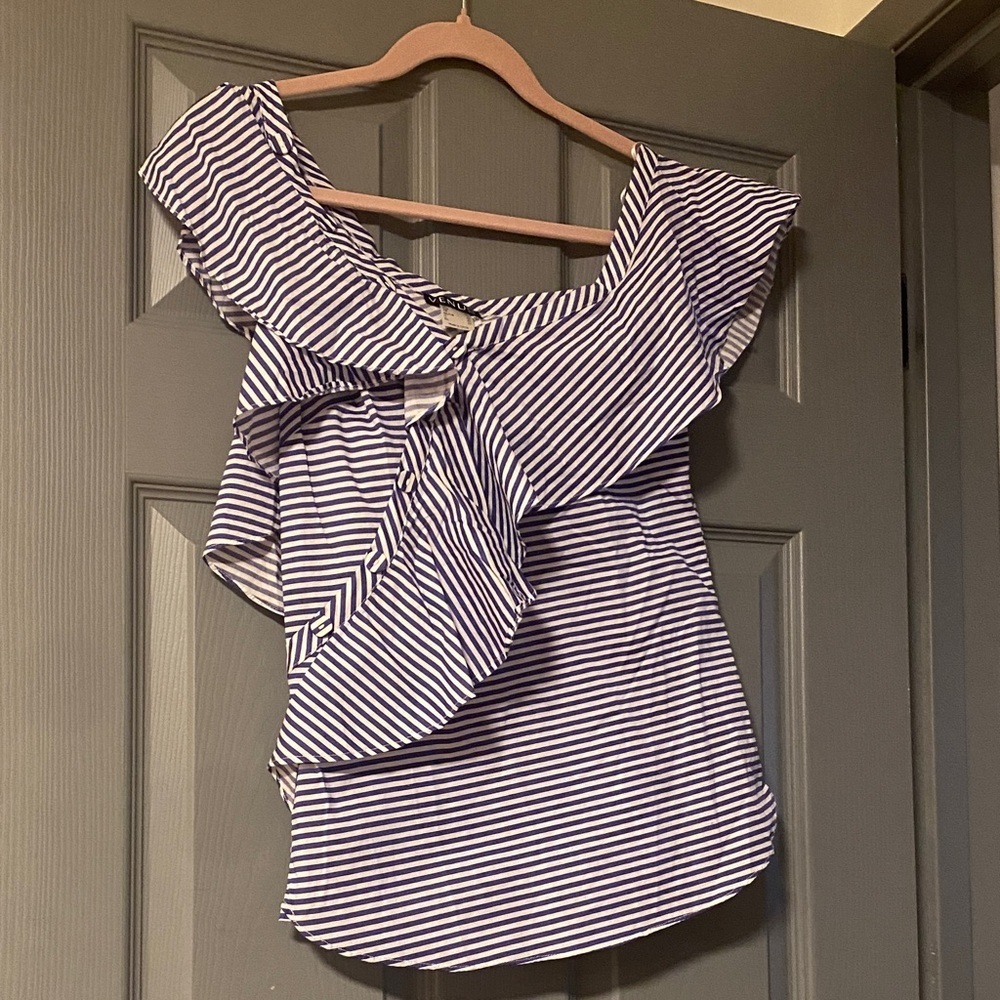 Striped Ruffle Off-Shoulder Flouncy Top Size Small